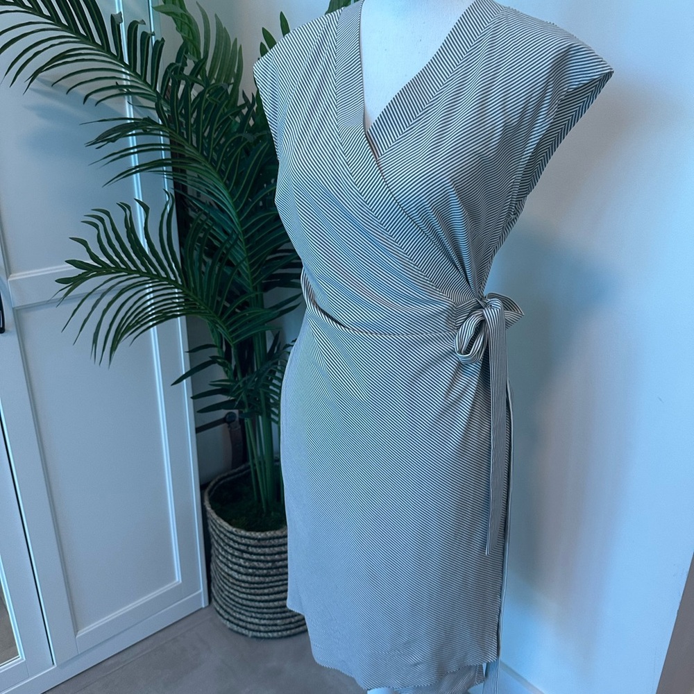 Athleta Elegant Striped Wrap Dress